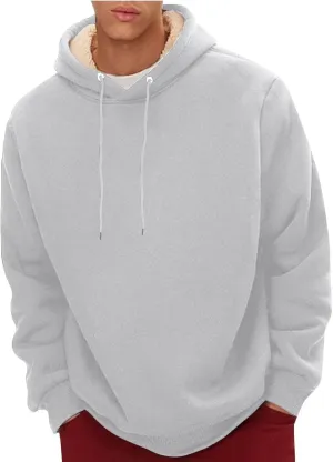 Men's Casual Fleece Sherpa Lined Hoodie Winter Warm Pullover Hooded Sweatshirt