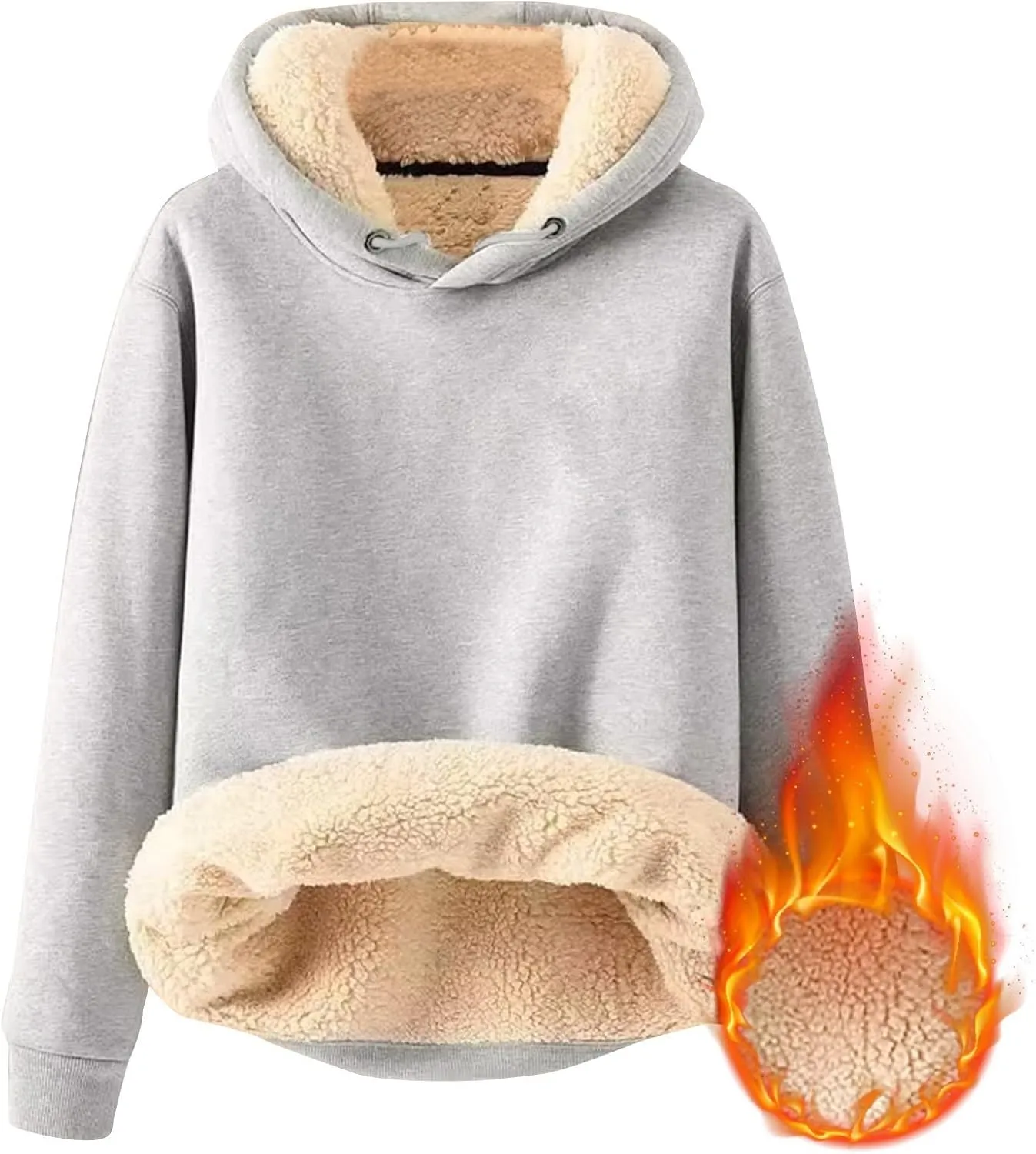 Men's Casual Fleece Sherpa Lined Hoodie Winter Warm Pullover Hooded Sweatshirt