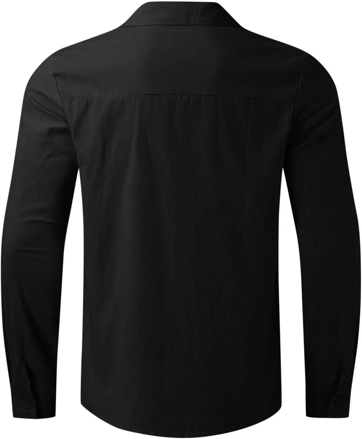 Mens Casual Long Sleeve Cotton Linen Shirts Summer Lightweight Button Down T-Shirts for Men Fashion Solid Vocation Beach Top