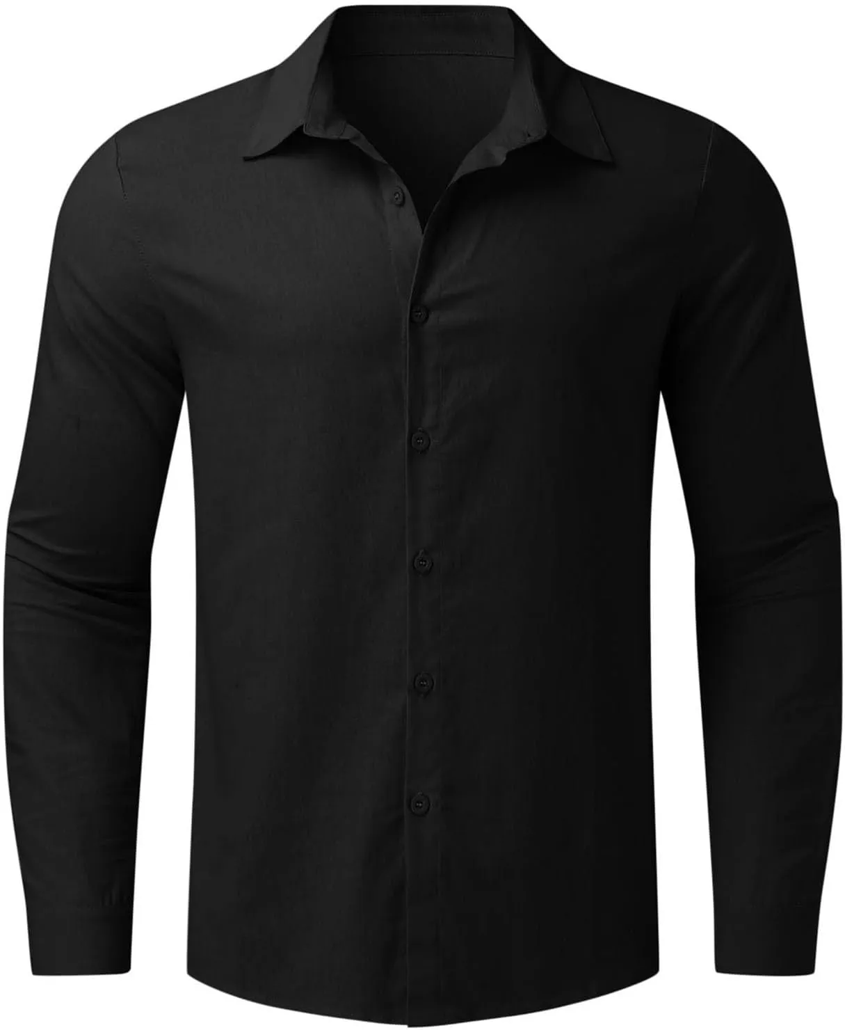 Mens Casual Long Sleeve Cotton Linen Shirts Summer Lightweight Button Down T-Shirts for Men Fashion Solid Vocation Beach Top