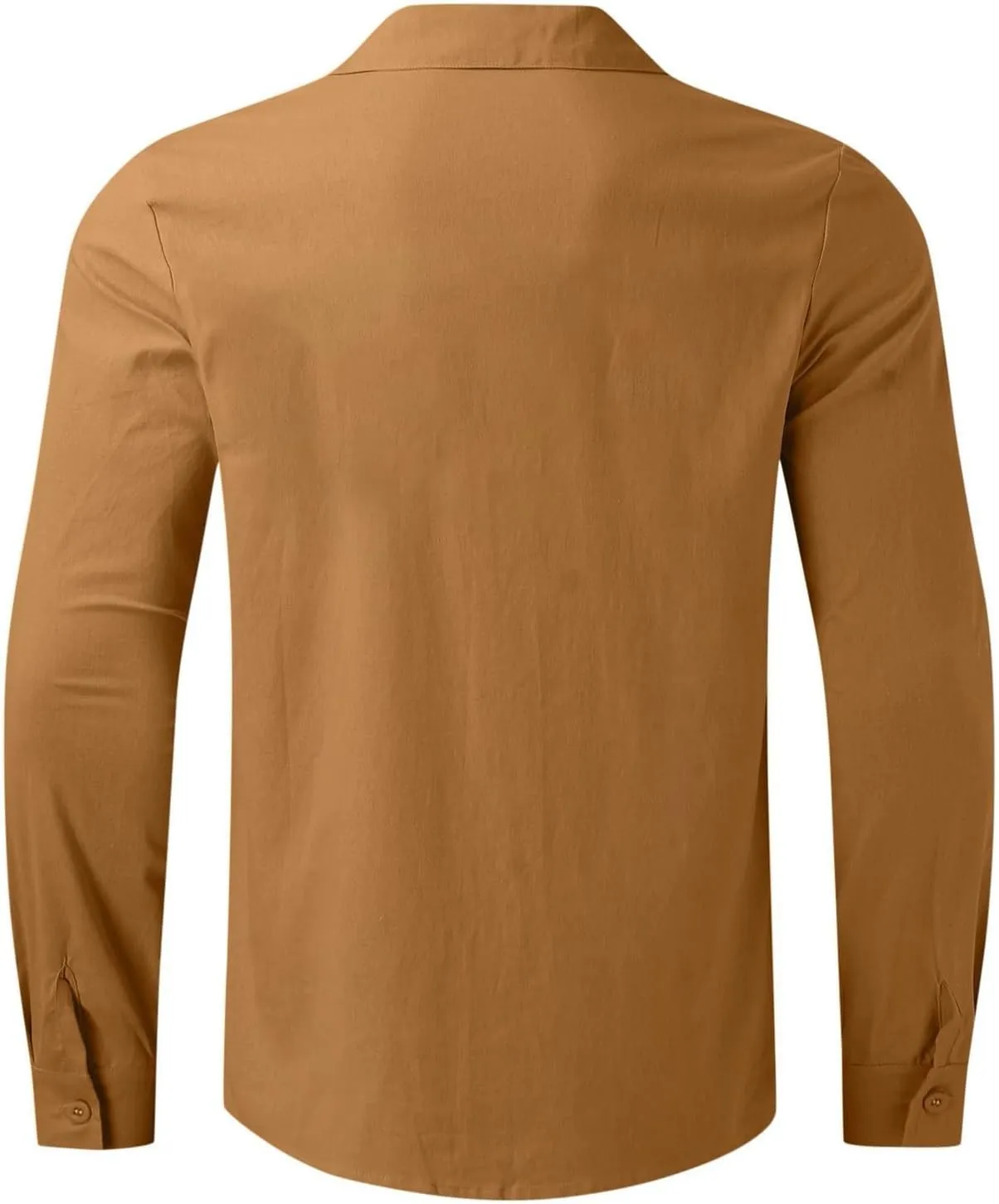Mens Casual Long Sleeve Cotton Linen Shirts Summer Lightweight Button Down T-Shirts for Men Fashion Solid Vocation Beach Top