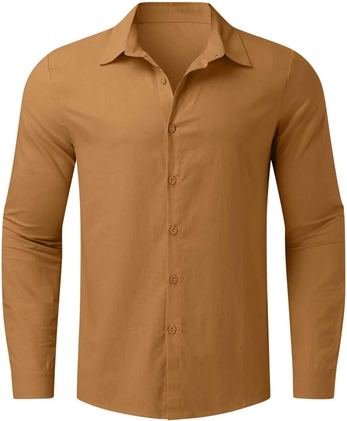 Mens Casual Long Sleeve Cotton Linen Shirts Summer Lightweight Button Down T-Shirts for Men Fashion Solid Vocation Beach Top