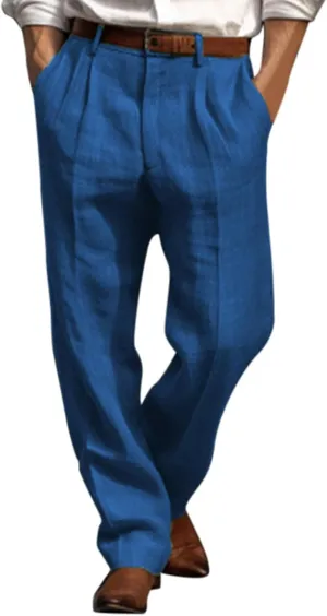 Mens Casual Pants Elastic Waist Lightweight Loose Fit Pleated Slacks Summer Beach Yoga Trousers, Tactical Pants for Men
