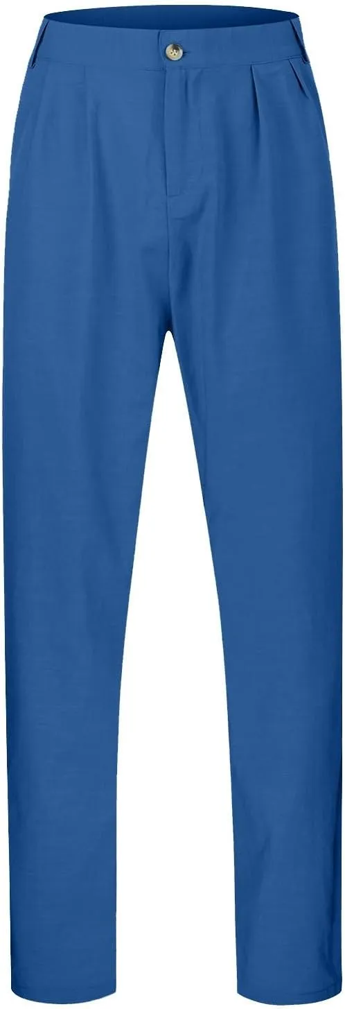 Mens Casual Pants Elastic Waist Lightweight Loose Fit Pleated Slacks Summer Beach Yoga Trousers, Tactical Pants for Men