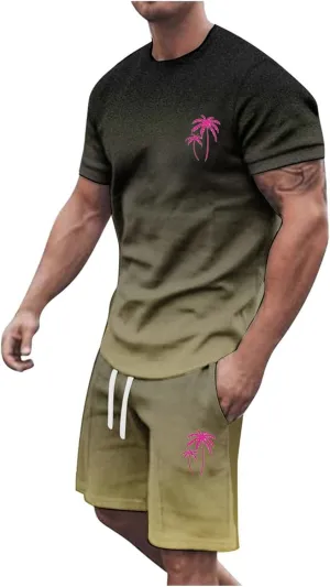 Men's Casual Tracksuits Set Quarter Zip Shirts and Drawstring Shorts Sets Summer Beach Outfits Fitted Shorts Sets Men Hiking Shorts