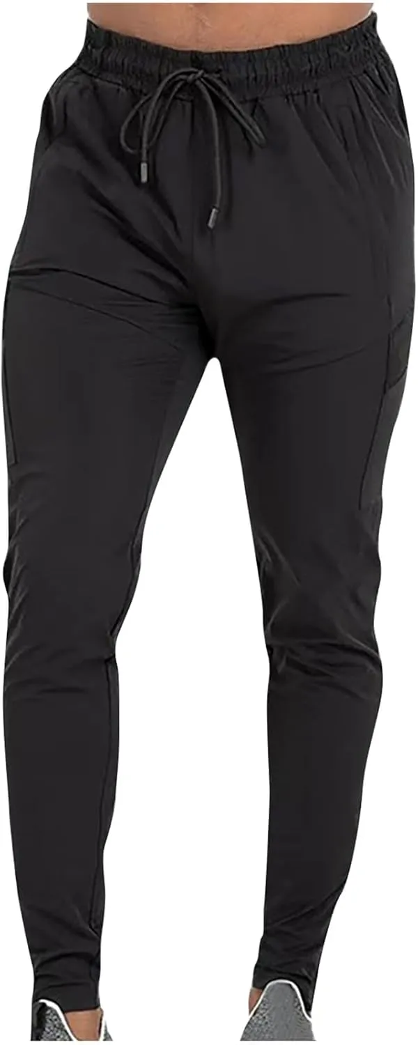 Mens Chino Trousers Jogger Sweatpant Plain Casual Wear Elastic Waist Drawstring Outdoor Work Pants Rugby Trousers