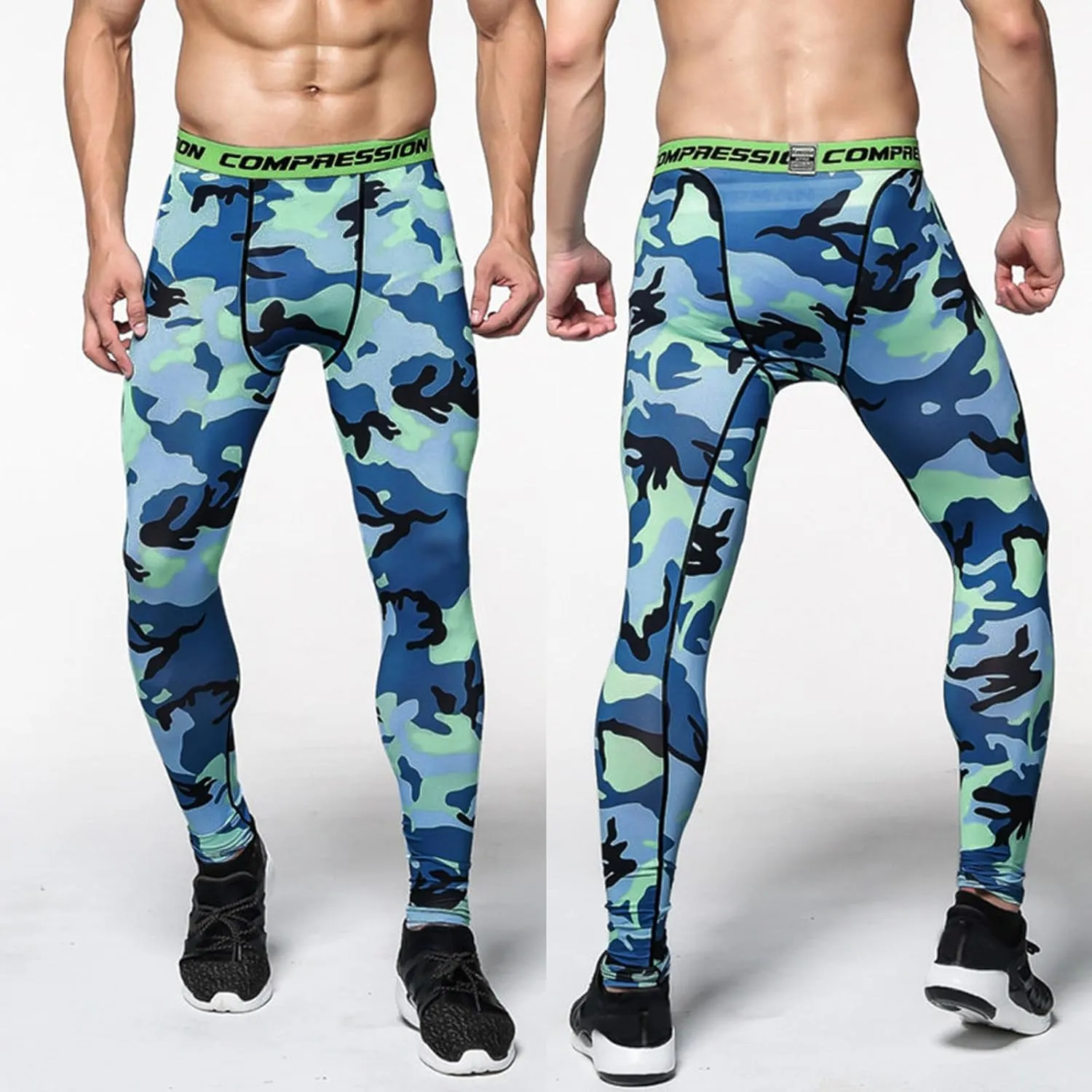 Mens Compression Pants for Sports Athletic Stretchy Quick Dry Running Leggings Slim Workout Gym Leggings Seamless