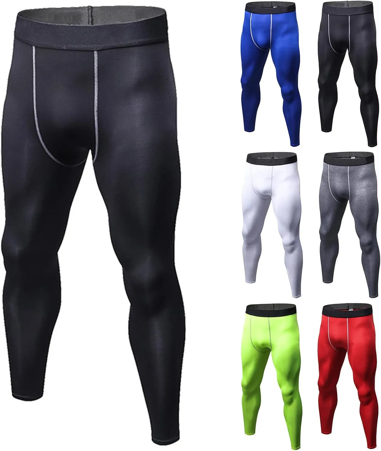 Men's Compression Pants Seamless High Waist Athletic Leggings Base Layer Fitness Quick Dry Workout Tights Gym Leggings