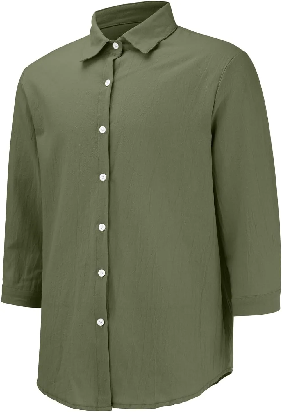 Men's Cotton Linen Shirts Summer Casual Button Down Long Sleeve Shirt Lightweight Loose Turn Down Collar Blouses