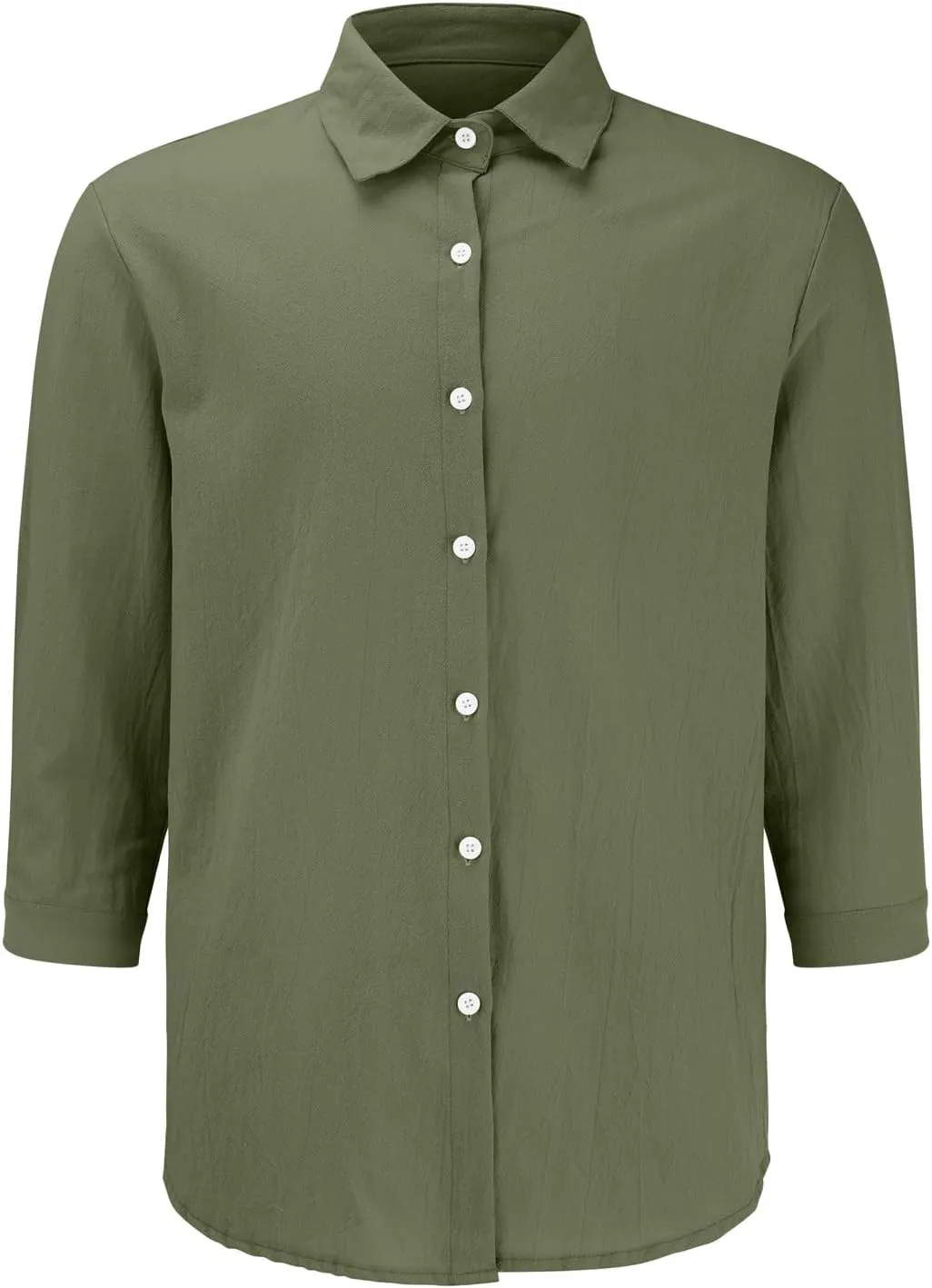 Men's Cotton Linen Shirts Summer Casual Button Down Long Sleeve Shirt Lightweight Loose Turn Down Collar Blouses