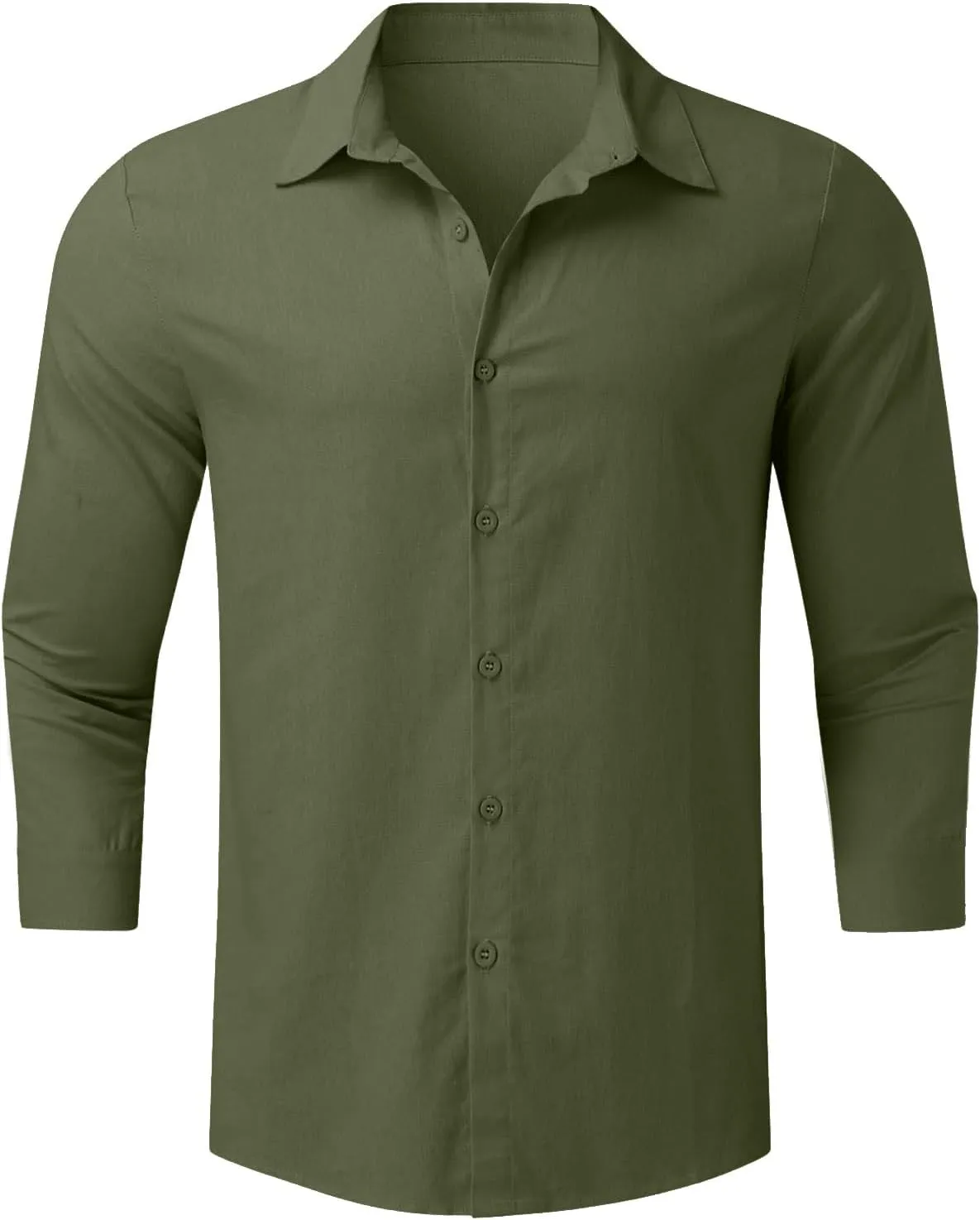 Men's Cotton Linen Shirts Summer Casual Button Down Long Sleeve Shirt Lightweight Loose Turn Down Collar Blouses