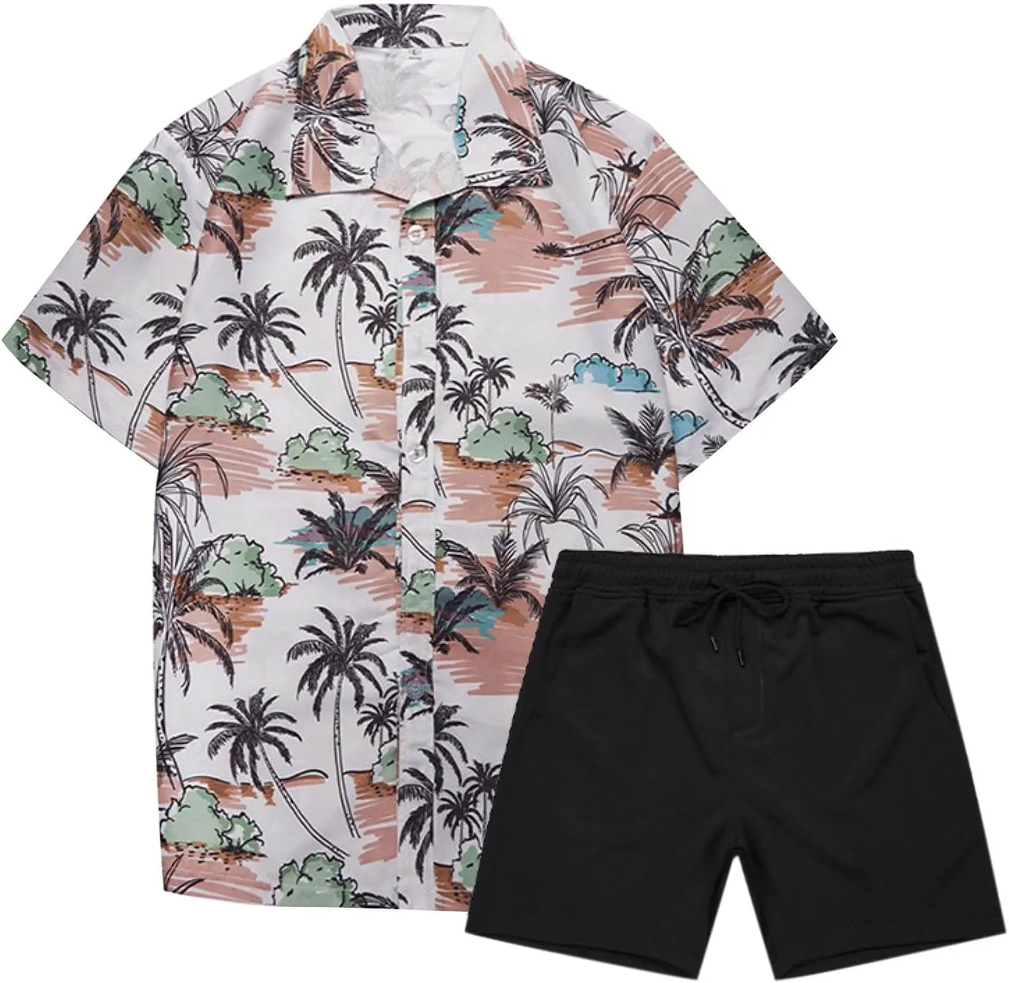 Mens Equestrian Tournament Shirts Men's Casual Tracksuits Set Summer Beach Outfits Quarter Zip Shirts and Shorts Sets Fashion Hawaiian Shorts Sets Graphic Print