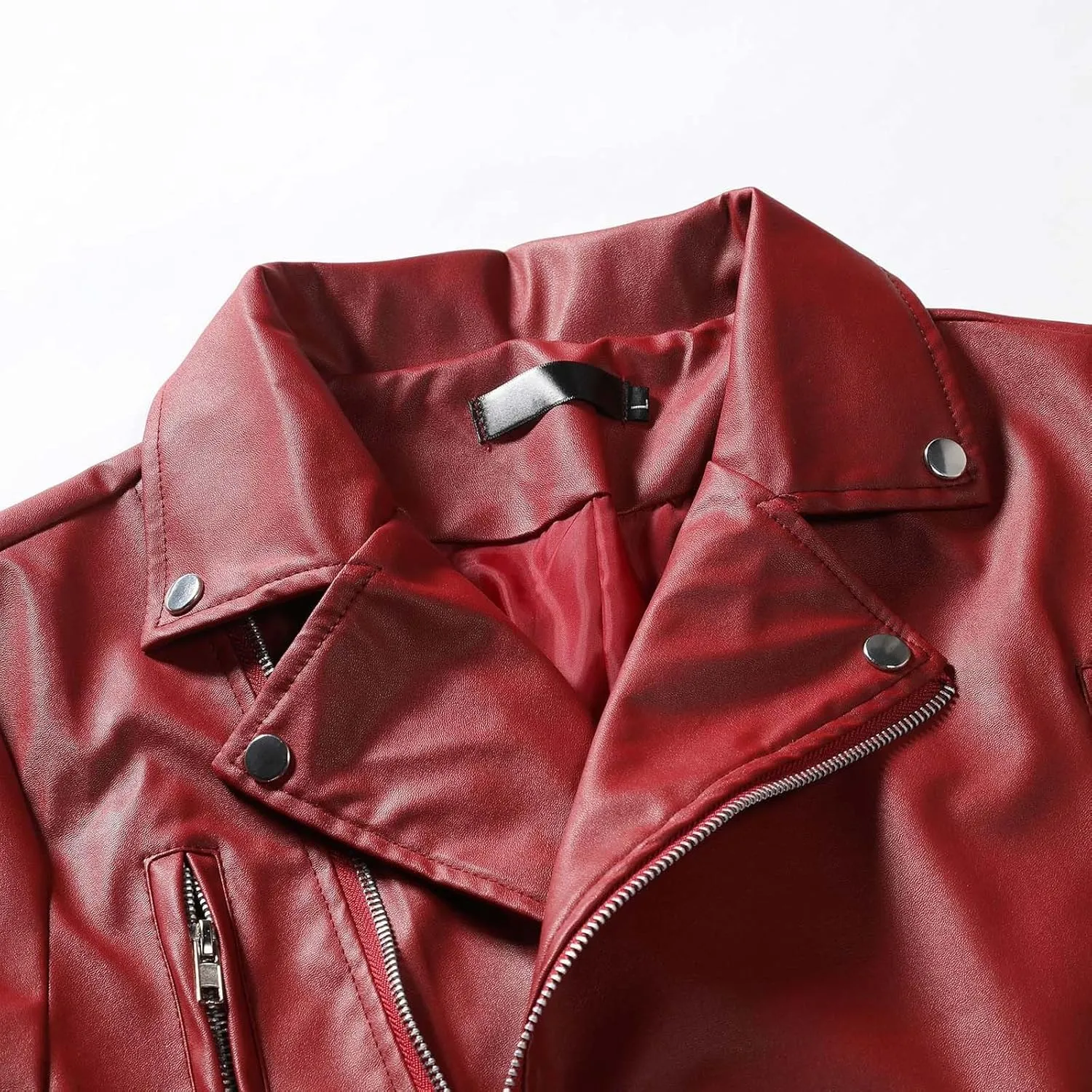 Mens Faux Leather Jacket Slim Fit Casual Lapel Asymmetric Zip Up Bomber Motorcycle Jacket Biker Coat Blazer Jacket