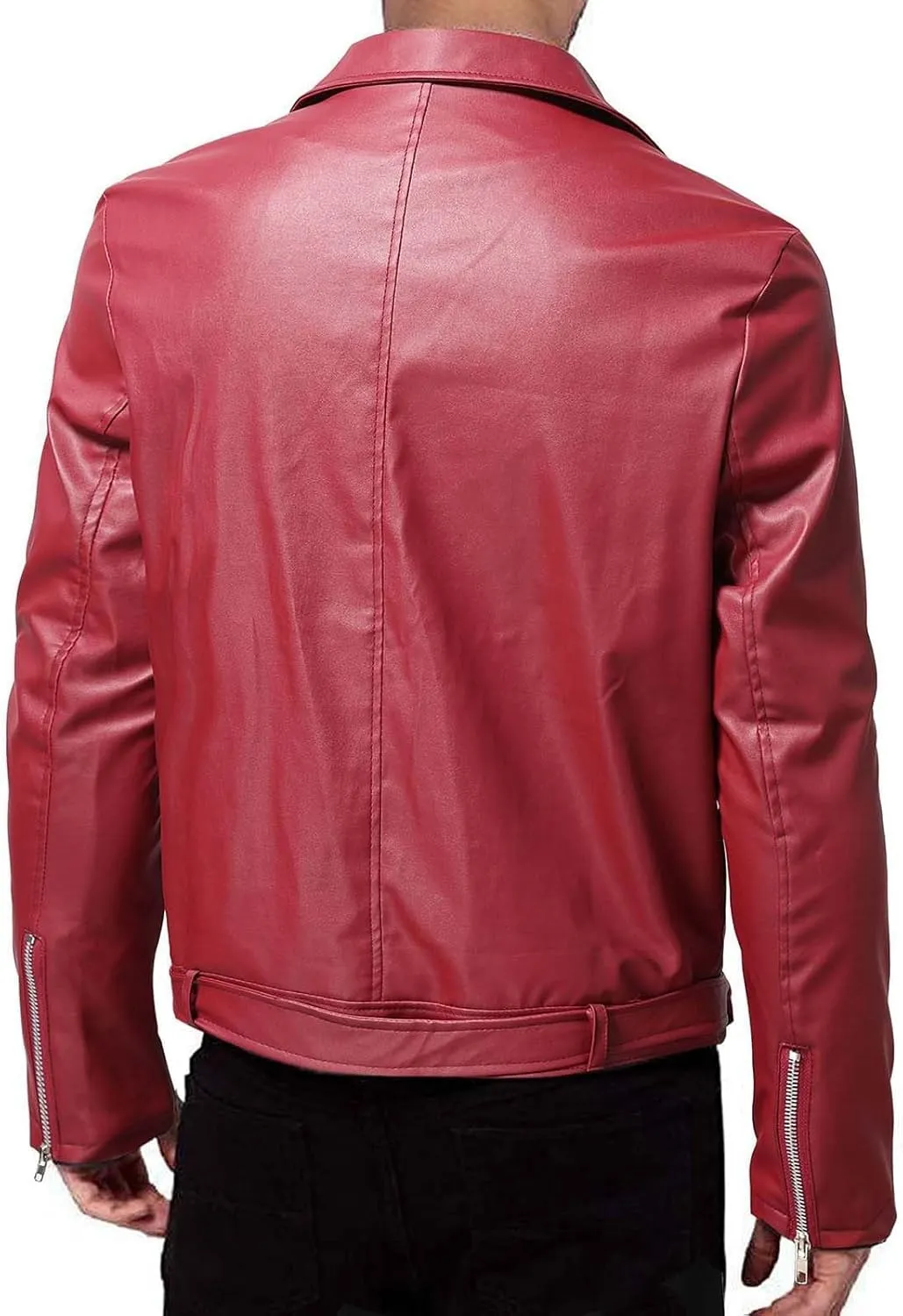 Mens Faux Leather Jacket Slim Fit Casual Lapel Asymmetric Zip Up Bomber Motorcycle Jacket Biker Coat Blazer Jacket