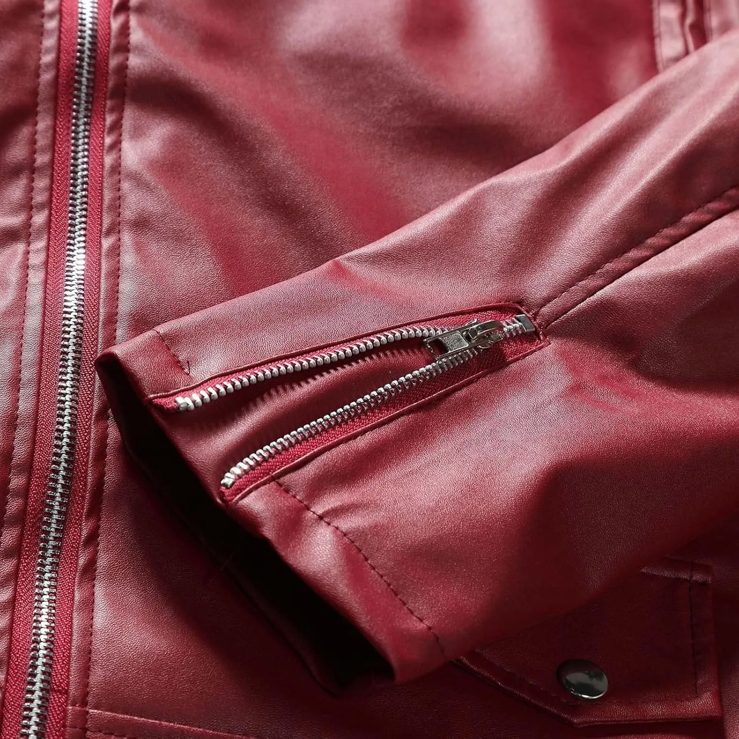 Mens Faux Leather Jacket Slim Fit Casual Lapel Asymmetric Zip Up Bomber Motorcycle Jacket Biker Coat Blazer Jacket