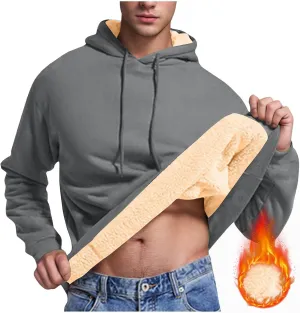 Men's Fleece Lined Hoodies Pullover Winter Warm Fuzzy Sherpa Heavyweight Hoodie Thick Thermal Hooded Sweatshirts