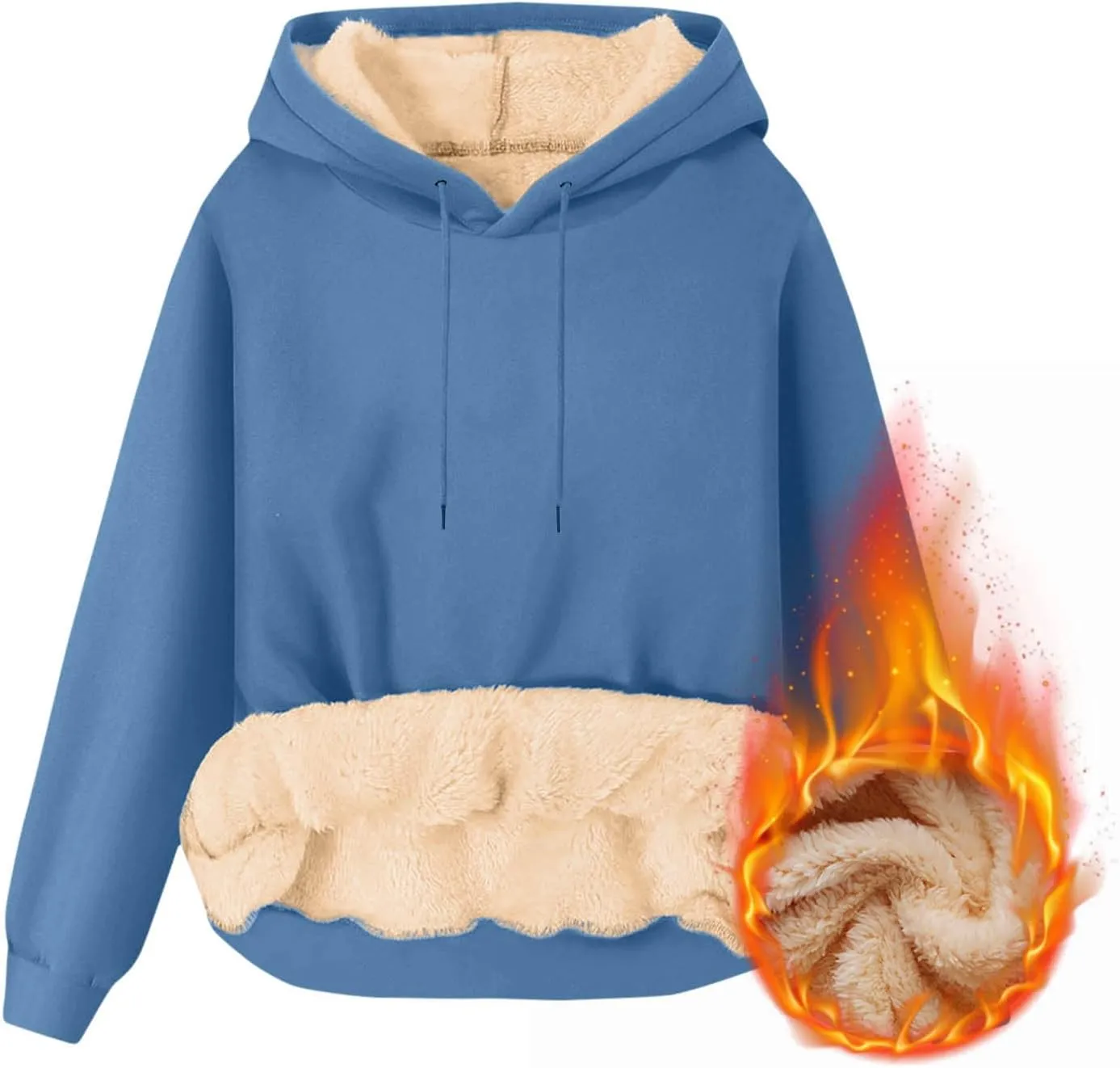 Mens Fleece Pullover Fleece Lined Heavy Weight Hoodie Heavy Duty Winter Hooded Sweatshirt Thermal Warm Sweatshirts