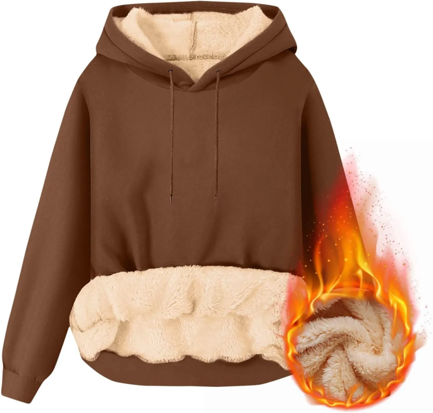 Mens Fleece Pullover Fleece Lined Heavy Weight Hoodie Heavy Duty Winter Hooded Sweatshirt Thermal Warm Sweatshirts