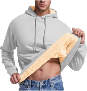 Mens Fleece Pullover Fleece Lined Heavy Weight Hoodie Heavy Duty Winter Hooded Sweatshirt Thermal Warm Sweatshirts