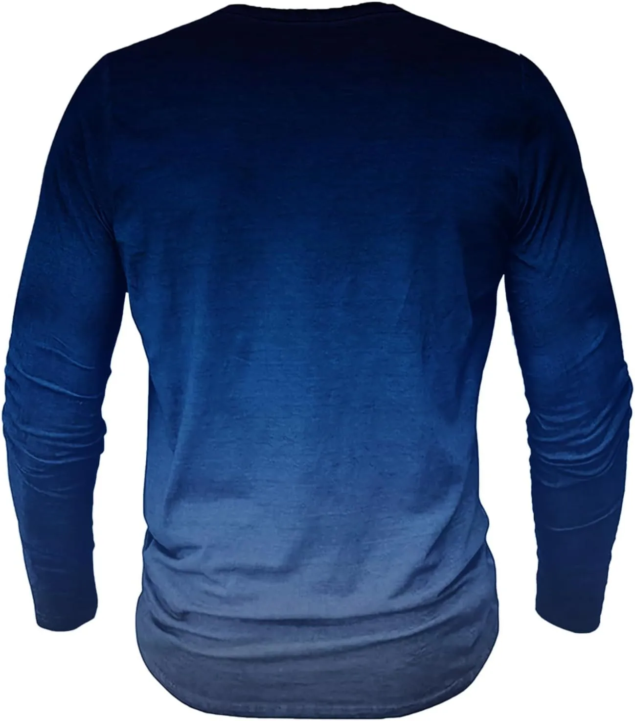 Mens Gradient Henley Shirts Vintage Long Sleeve Tees Casual Button Down V Neck T Shirt for Men Slim Fit Muscle Tops
