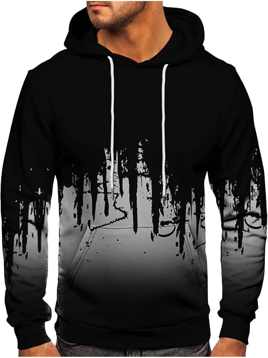 Men's Graphic Hoodies Gradient Color Pullover Long Sleeve Hooded Sweatshirt Tops Blouse Hoodies, S-5XL