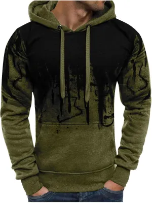 Men's Graphic Hoodies Gradient Color Pullover Long Sleeve Hooded Sweatshirt Tops Blouse Hoodies, S-5XL