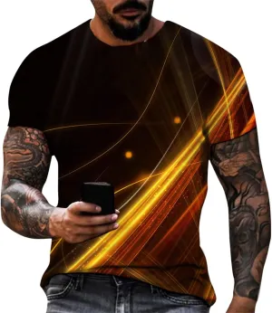 Mens Graphic T-Shirts Funny Digital Print Short Sleeve Shirts Slim Fit Graphic Summer Y2K Shirt Crewneck Western Tops
