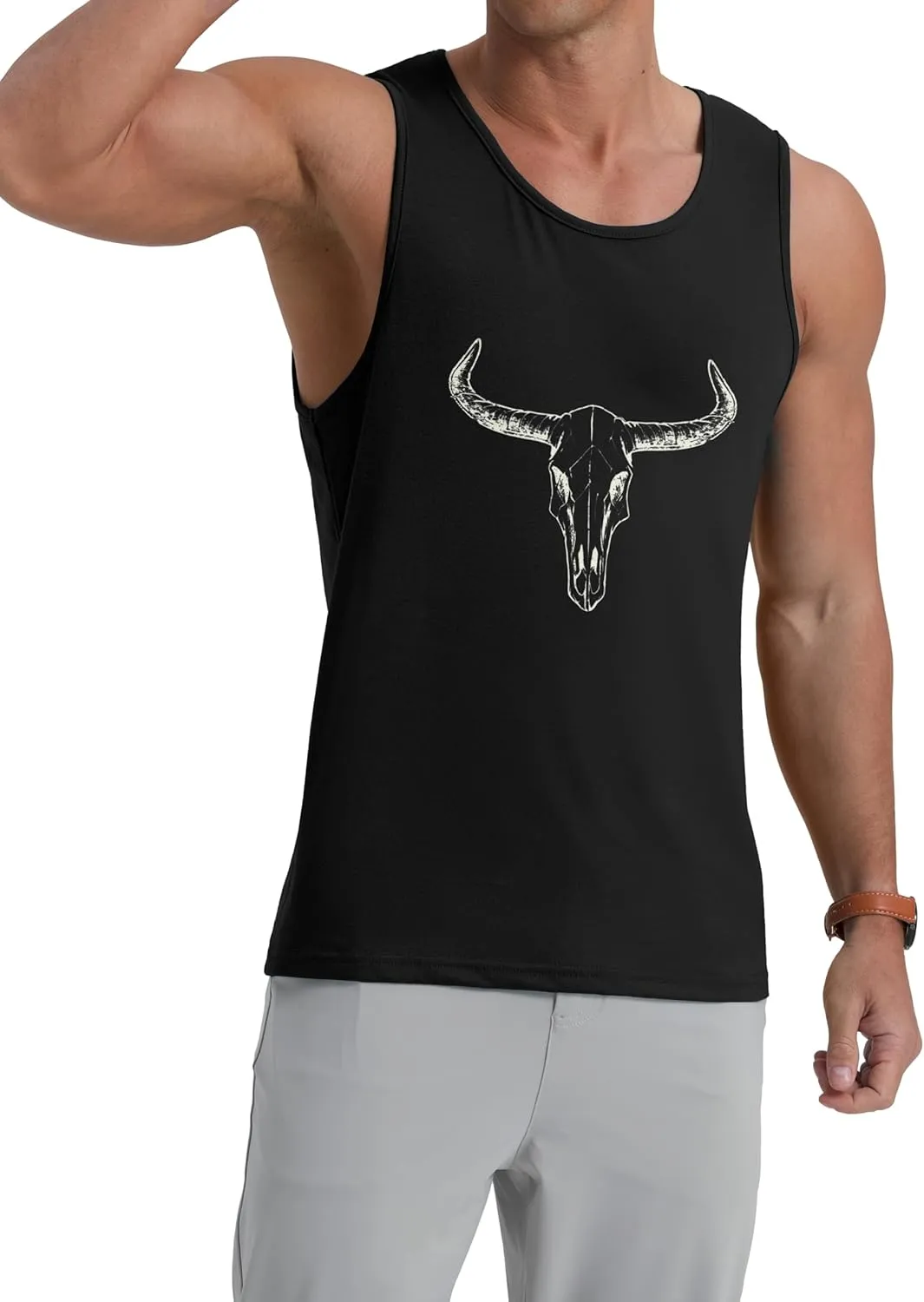 Mens Graphic Tank Tops Crewneck Gym Muscle Beach Hawaii Sleeveless Shirts