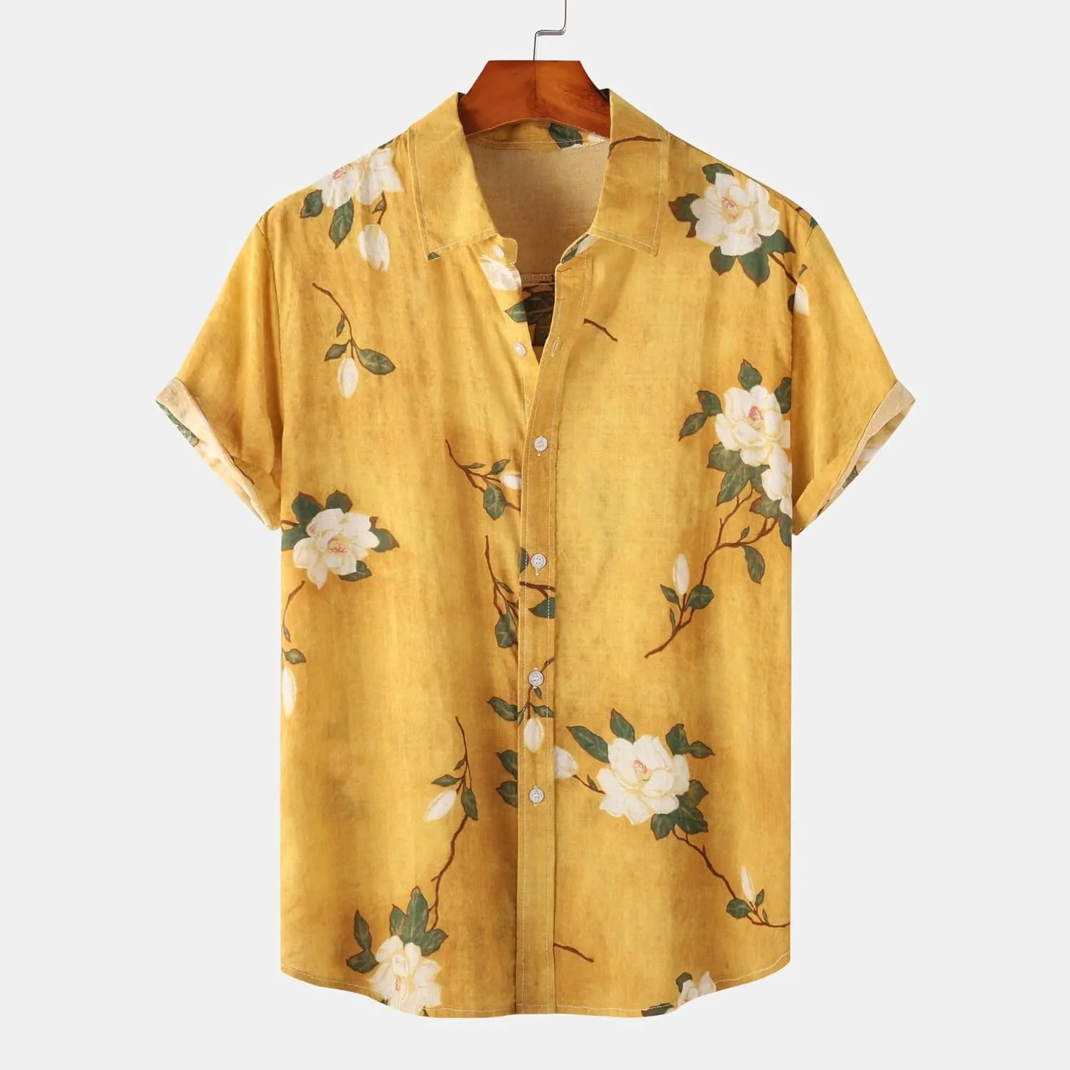 Mens Hawaiian Shirts Short Sleeve Flower Graphic Tees Lightweight Button Down Cardigan Tropical Holiday Shirt Trendy