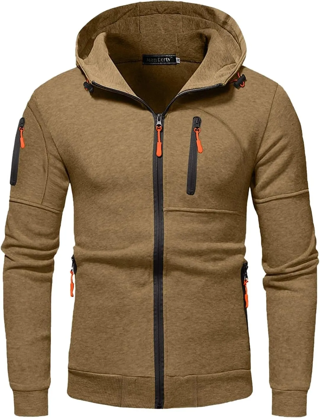 Men's Hoodies Full Zip Casual Cotton Hooded Fleece Drawstring Hoodies Pullover Sweatshirts Casual Long Sleeve Shirts