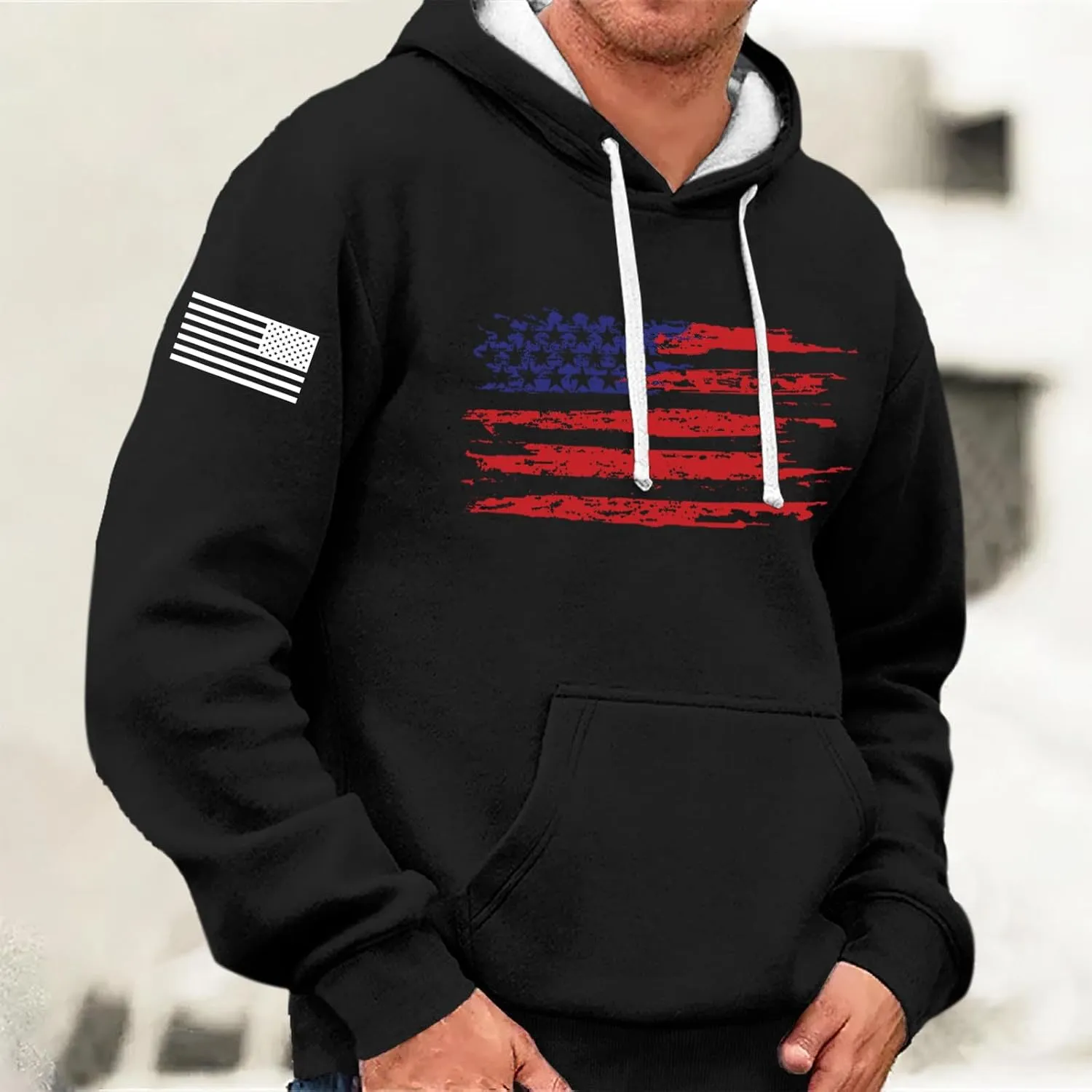Mens Hoodies Sweatshirt For Fashion Padded Pockets Long Sleeve Graphic Casual Prints Drawstring Hoodies