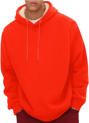 Mens Hoodies Thick Sherpa Lined Winter Windproof Warm Fleece Pullover Hooded Long Sleeve Thermal Athletic Sweatshirts
