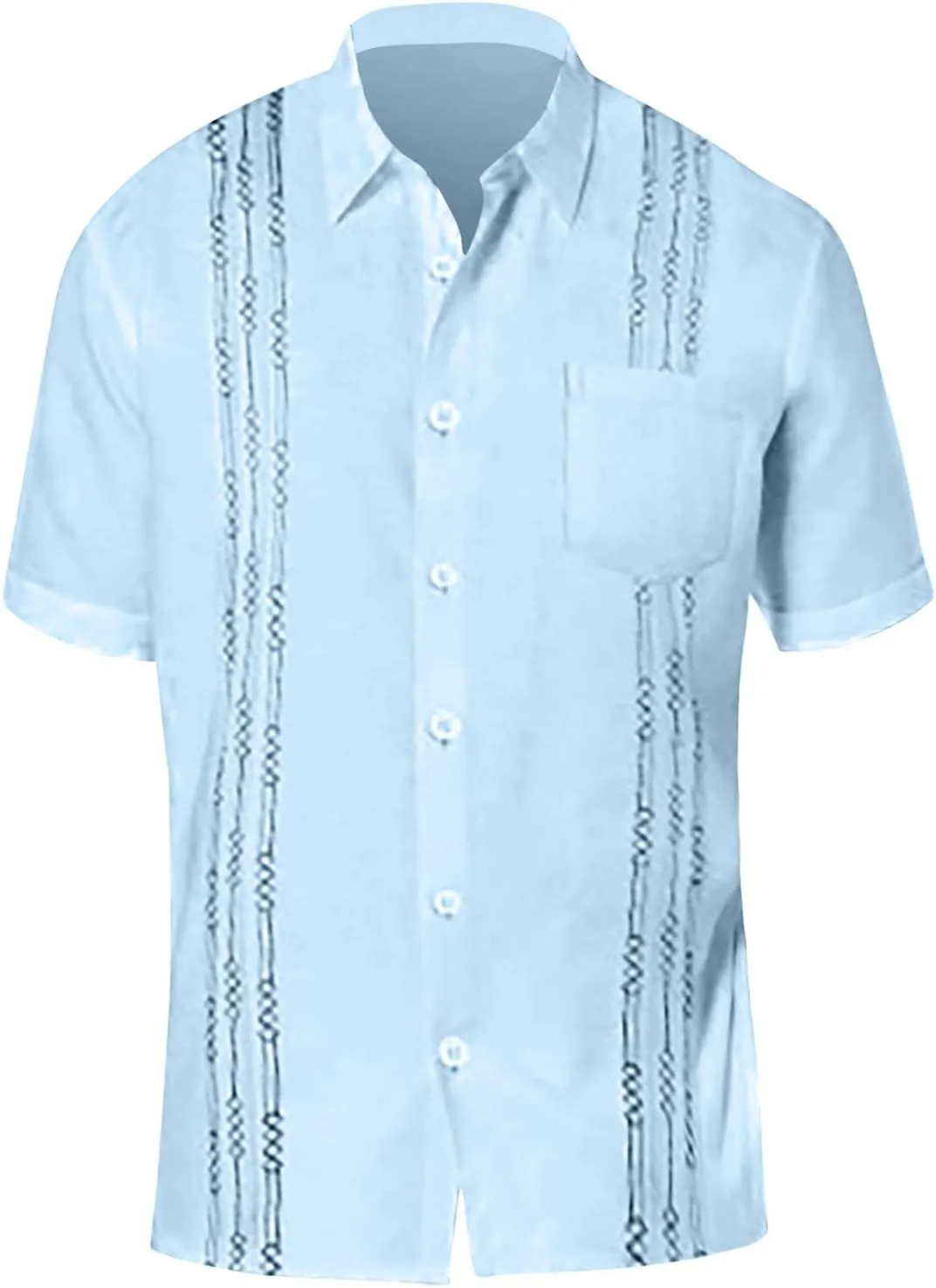 Men's Linen Shirts Short Sleeve Casual Shirt Business Dress Clothing Beach Fashion Summer Tops Crew Neck T-Shirt
