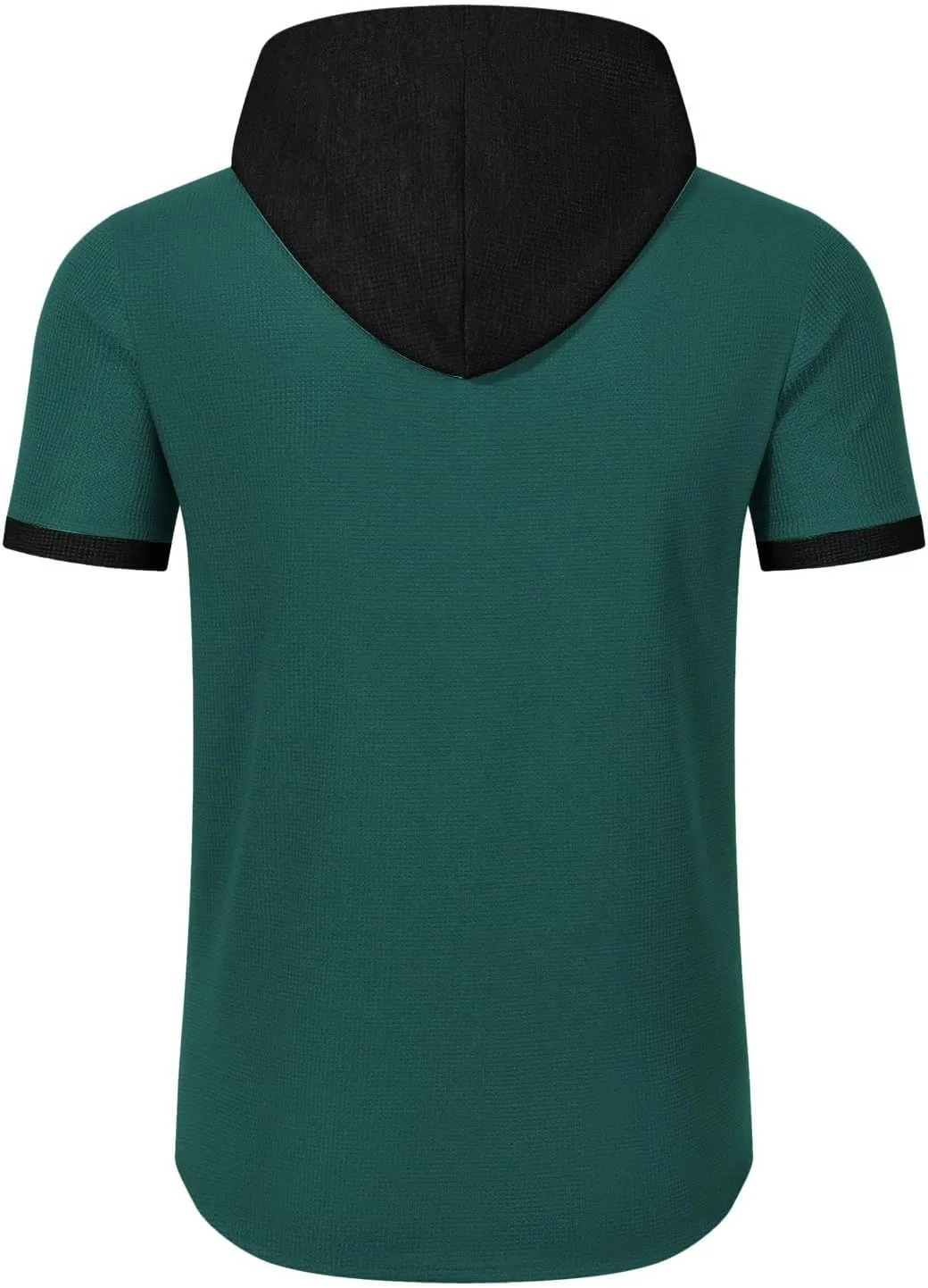 Mens Linen Shirts with Hood Trendy Short Sleeve Button Down Waffle Hooded Shirt Casual Lace Up Cuban Guayabera Blouses