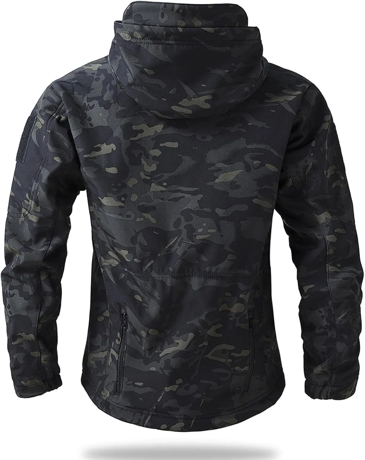 Mens Military Tactical Rain Jacket, Warm Fleece Softshell Hooded Raincoat for Snowboarding, Tactical Jacket