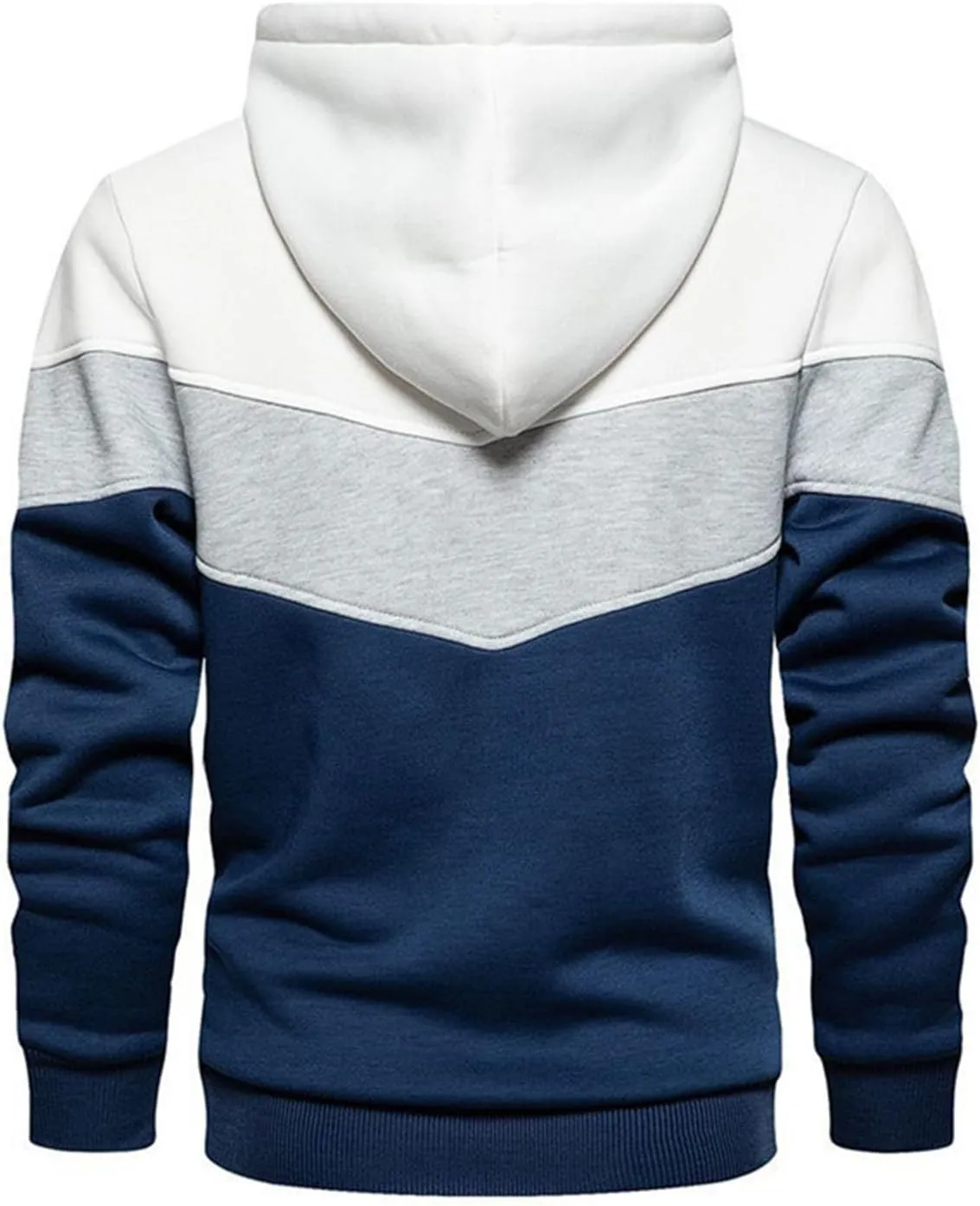 Men's Novelty Color Block Pullover Fleece Hoodie Long Sleeve Casual Lightweight Sweatshirt with Kangaroo Pocket