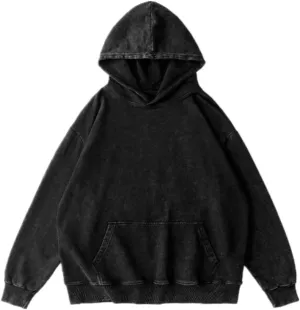 Mens Oversized Vintage Hoodies Pullover Unisex Hoodies Acid Wash Sweatshirt for Men Heavyweight