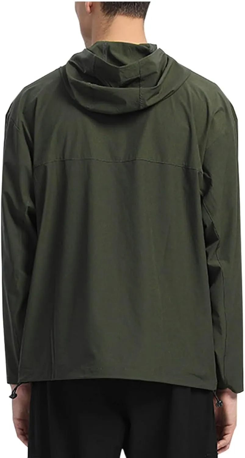 Men's Packable Rain Jackets Waterproof with Hood Lightweight Fashion Raincoat Windbreaker Outdoor Hiking Travel Coat