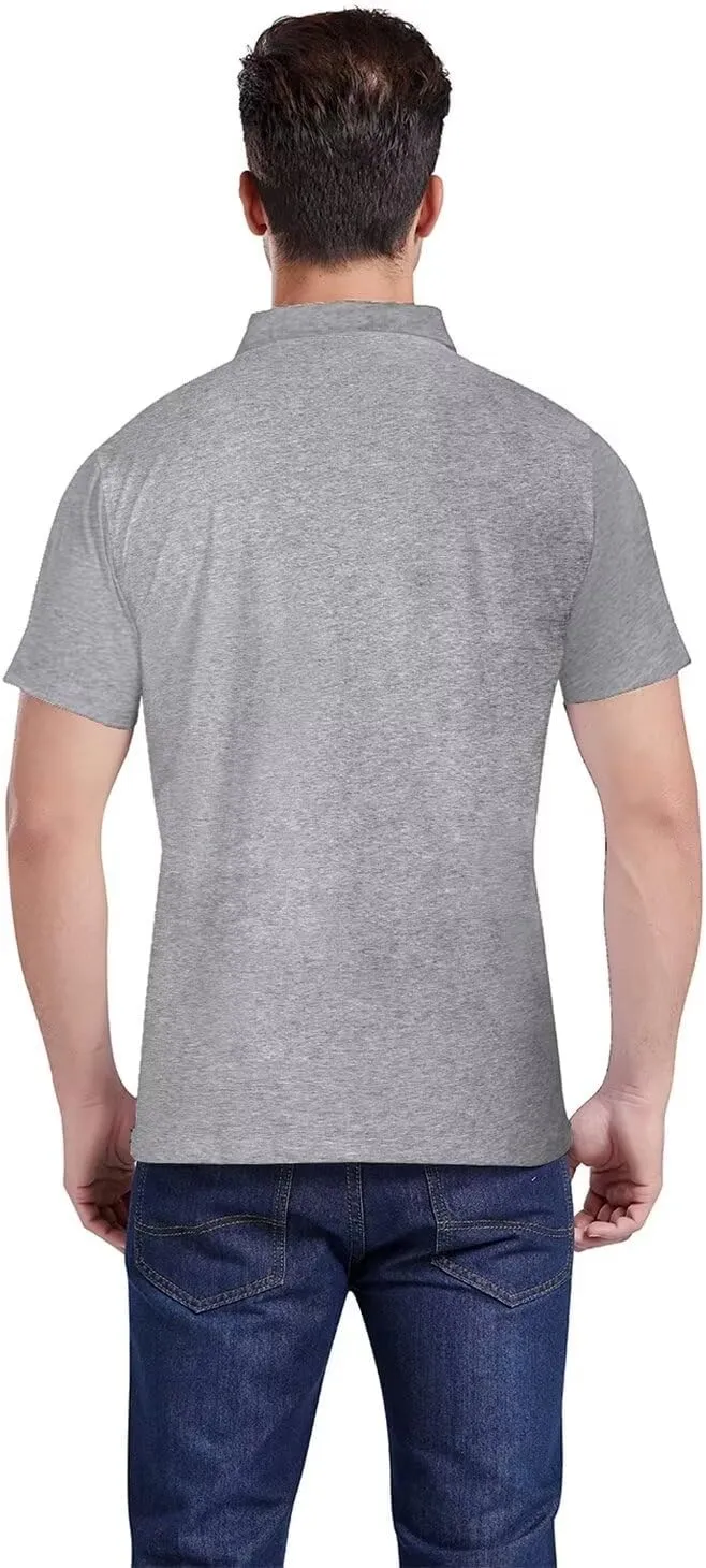 Mens Polo Shirts Cotton Regular Fit Solid Short Sleeve Polo Rugby Shirts with Collar