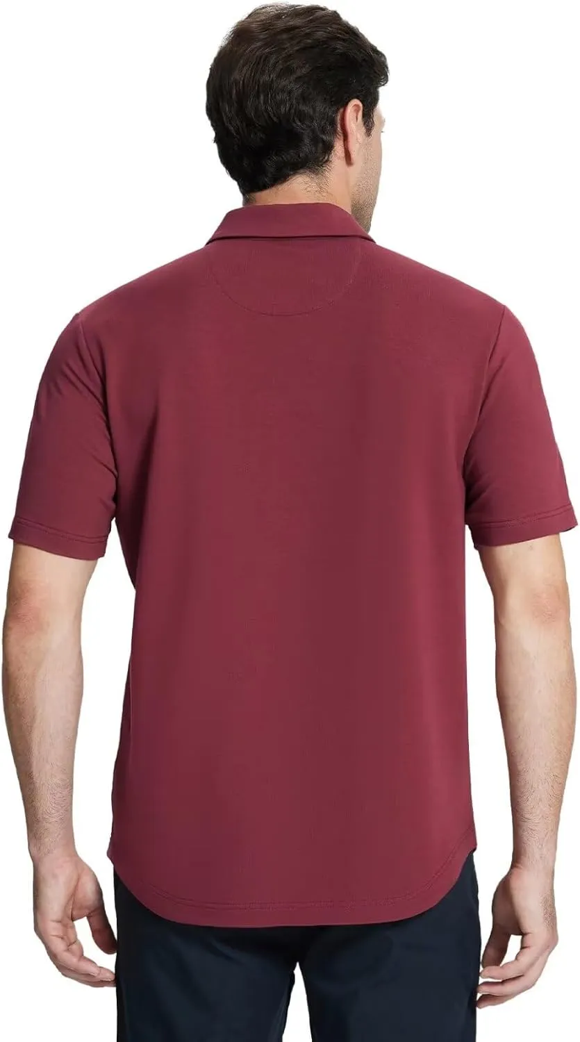 Mens Quarter Zip Polo Shirt Long and Short Sleeve Collared Shirts Moisture Wicking Performance Golf Polo Shirts