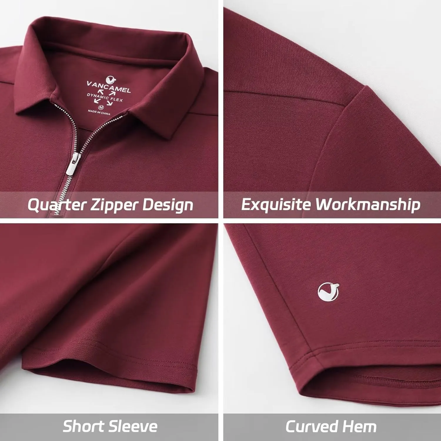 Mens Quarter Zip Polo Shirt Long and Short Sleeve Collared Shirts Moisture Wicking Performance Golf Polo Shirts