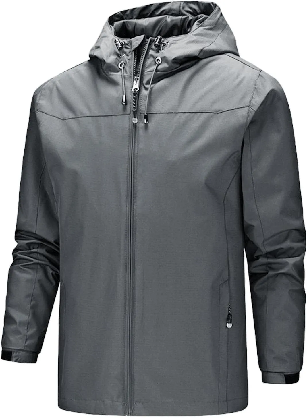 Mens Rain Jackets Waterproof with Hood Lightweight Outdoor Hiking Windbreakers Big and Tall Zip Up Hoodie with Pocket