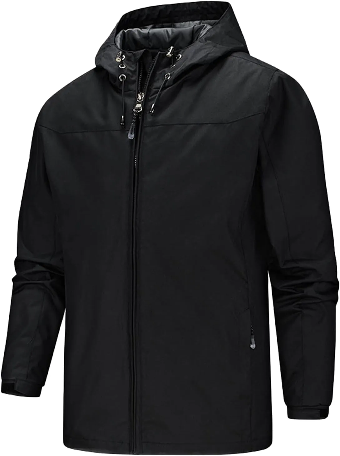 Mens Rain Jackets Waterproof with Hood Lightweight Outdoor Hiking Windbreakers Big and Tall Zip Up Hoodie with Pocket