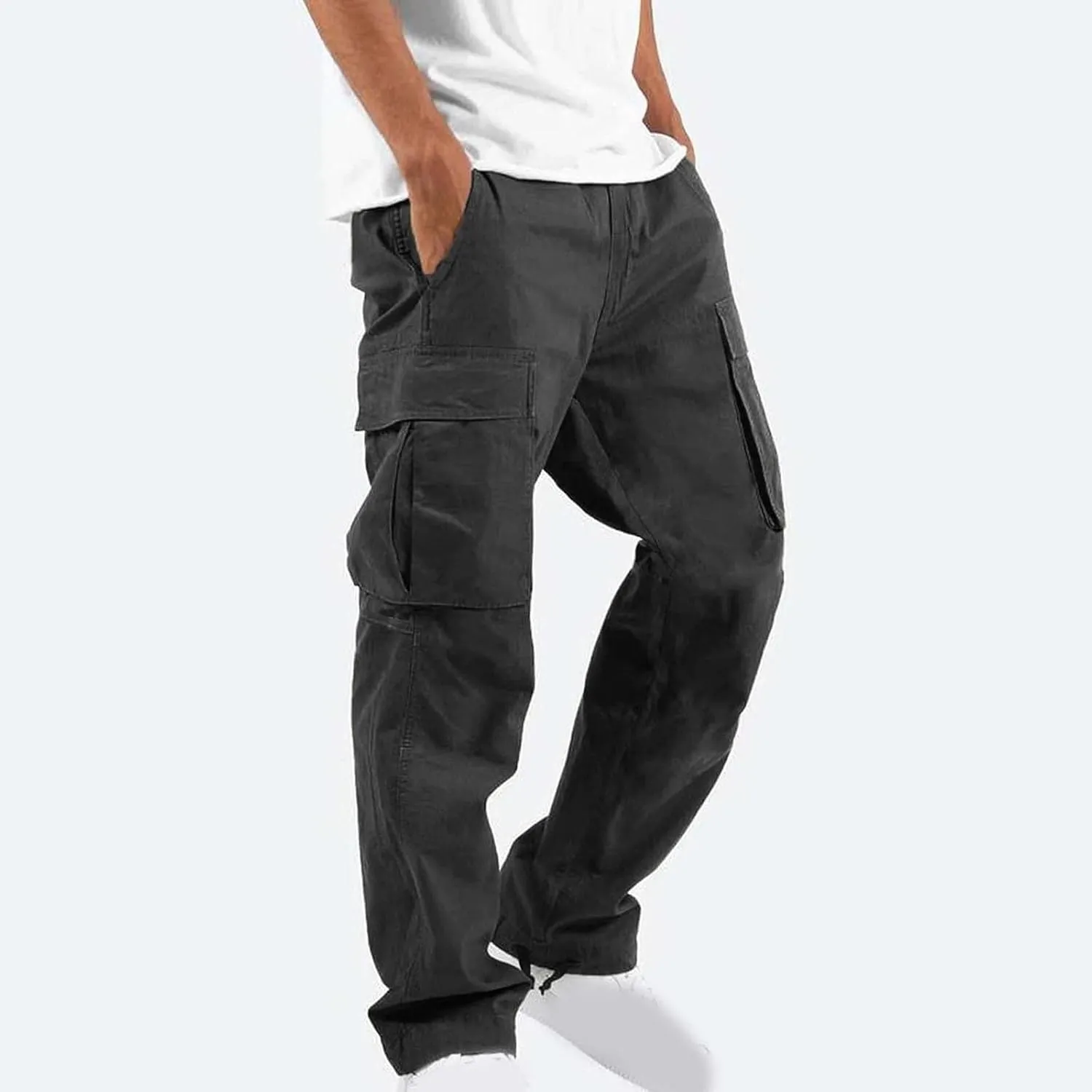 Men's Relaxed Fit Cargo Pants Baggy Straight Leg Pant Outdoor Sweatpants Loose Comfy Trousers Track Bottoms Plus Size