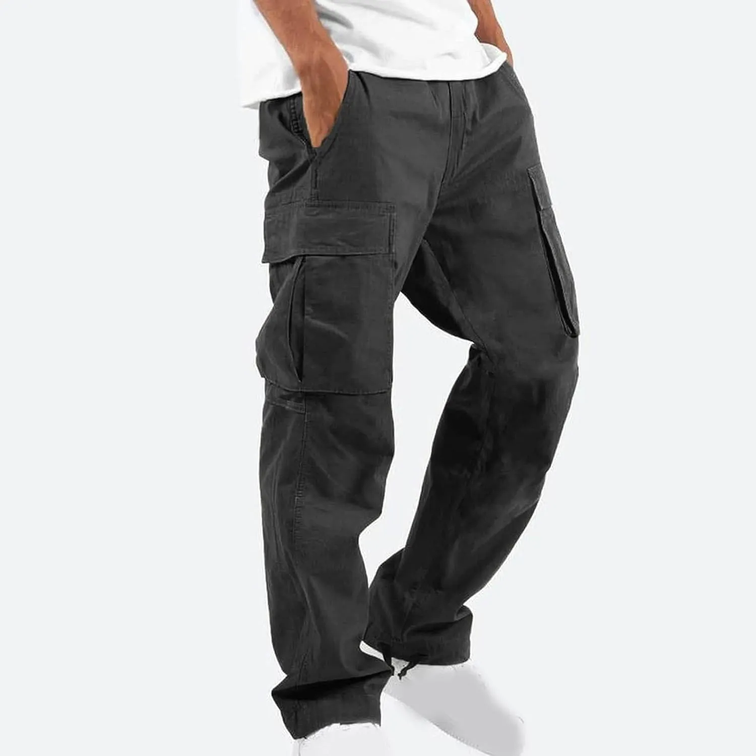 Men's Relaxed Fit Cargo Pants Baggy Straight Leg Pant Outdoor Sweatpants Loose Comfy Trousers Track Bottoms Plus Size