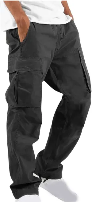 Men's Relaxed Fit Cargo Pants Baggy Straight Leg Pant Outdoor Sweatpants Loose Comfy Trousers Track Bottoms Plus Size