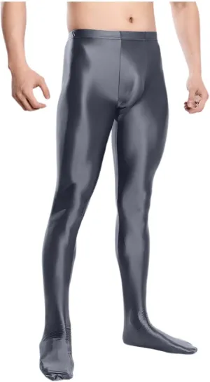 Mens Running Pants Shiny Oily Tight Leggings Sport Glossy Skinny Pantyhose Elastic for Fitness Workout Yoga Leggings