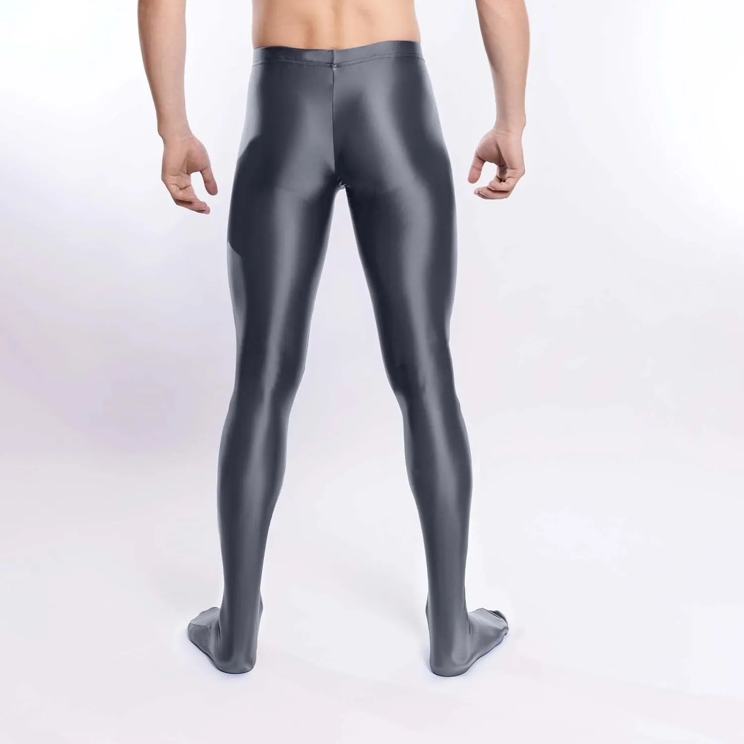 Mens Running Pants Shiny Oily Tight Leggings Sport Glossy Skinny Pantyhose Elastic for Fitness Workout Yoga Leggings