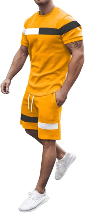 Mens Short Sets Outfits 2 Piece Tracksuits Summer Short Sleeve Shirt and Shorts Set Beach Vacation Outfit 2024 Fashion Streetwear Muscle Shirts