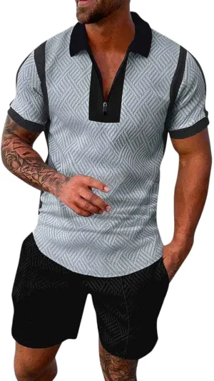 Mens Short Sets Outfits 2 Piece Tracksuits Summer Short Sleeve Shirt and Shorts Set Beach Vacation Outfit Mens Golf Shirts